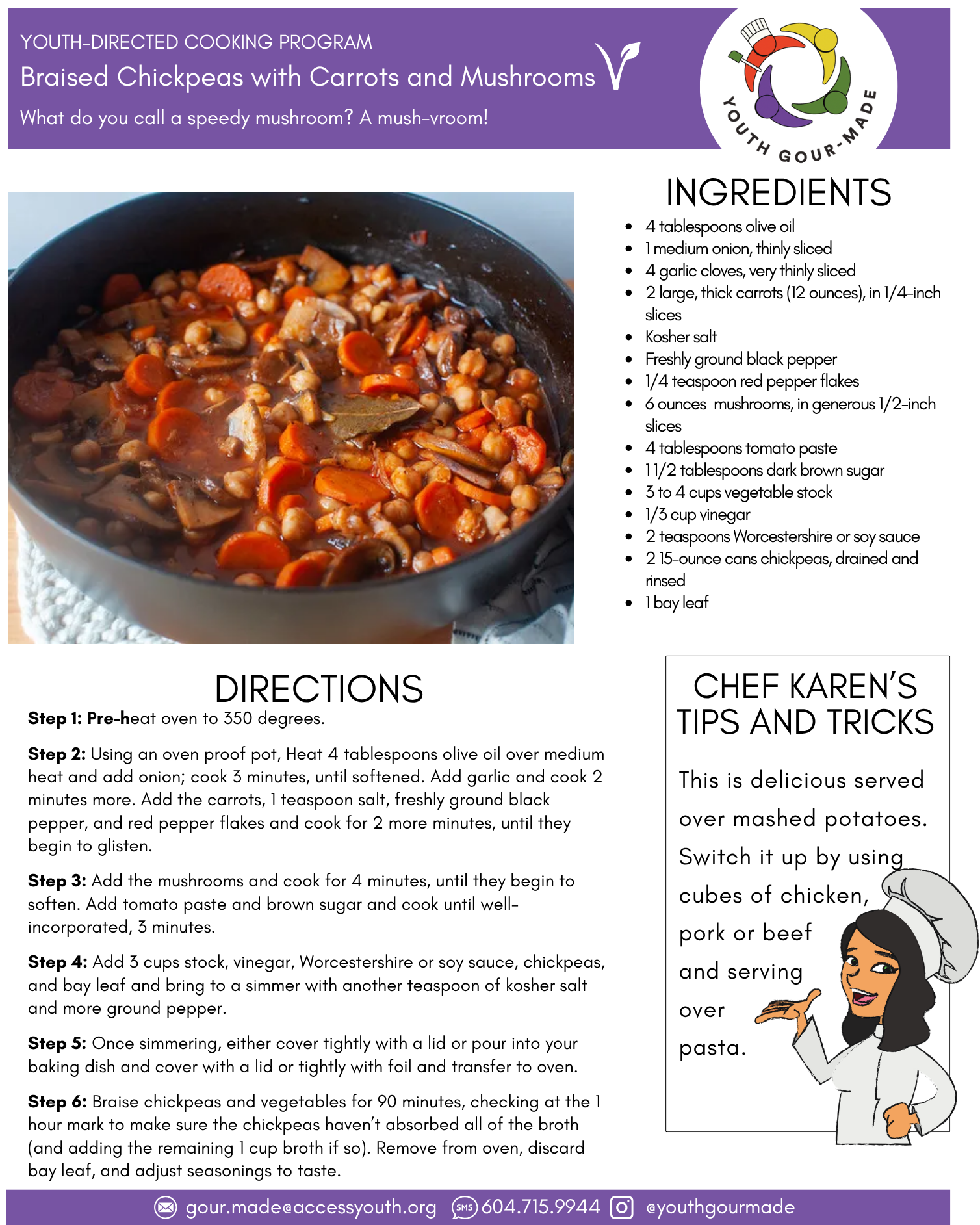 Braised Chickpeas with Carrots and Mushrooms